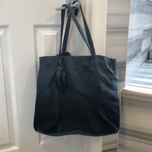 Suede purse in denim blue